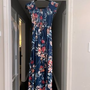 Band of gypsies smocked blue flora maxi